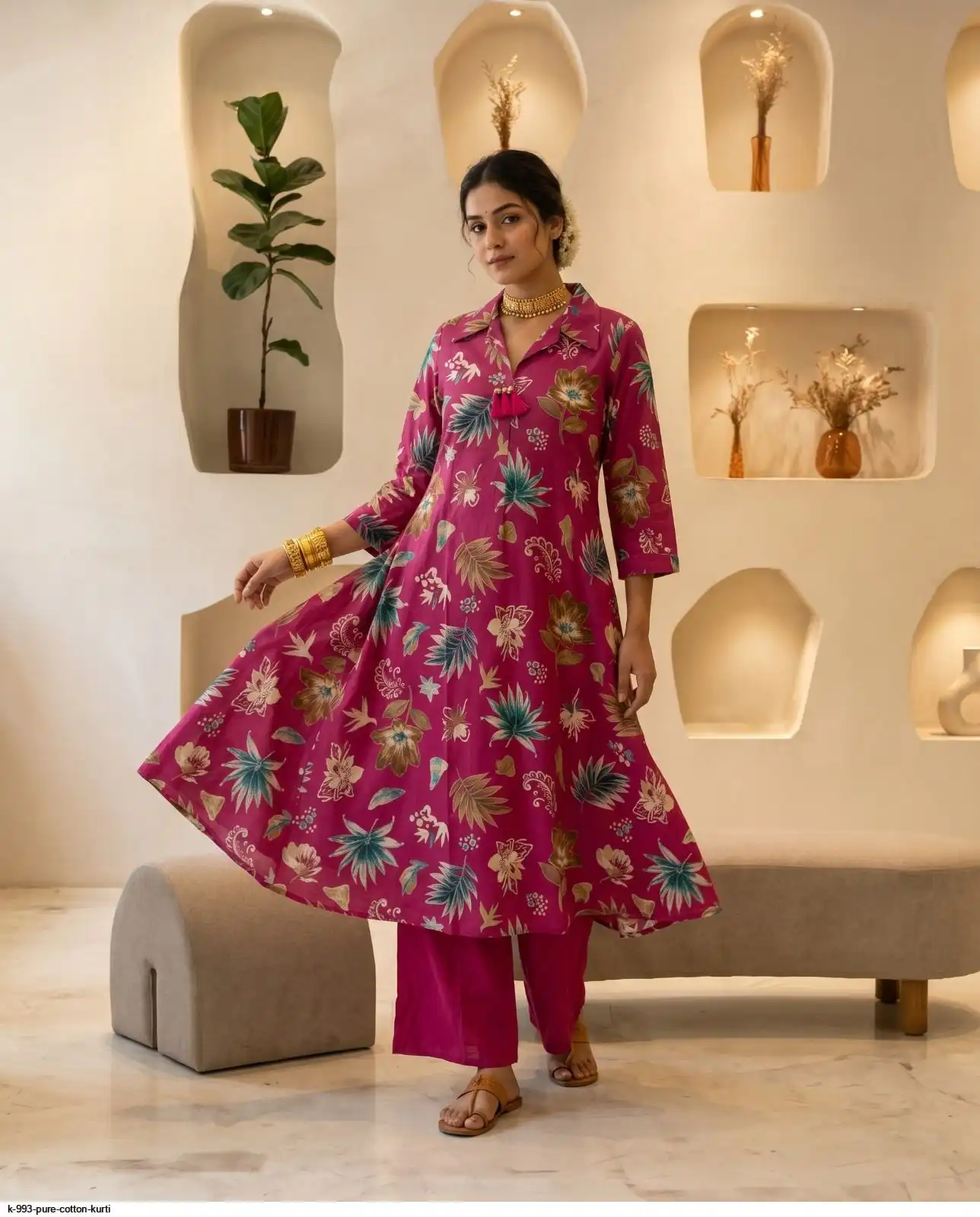 K 993 PURE COTTON KURTI L