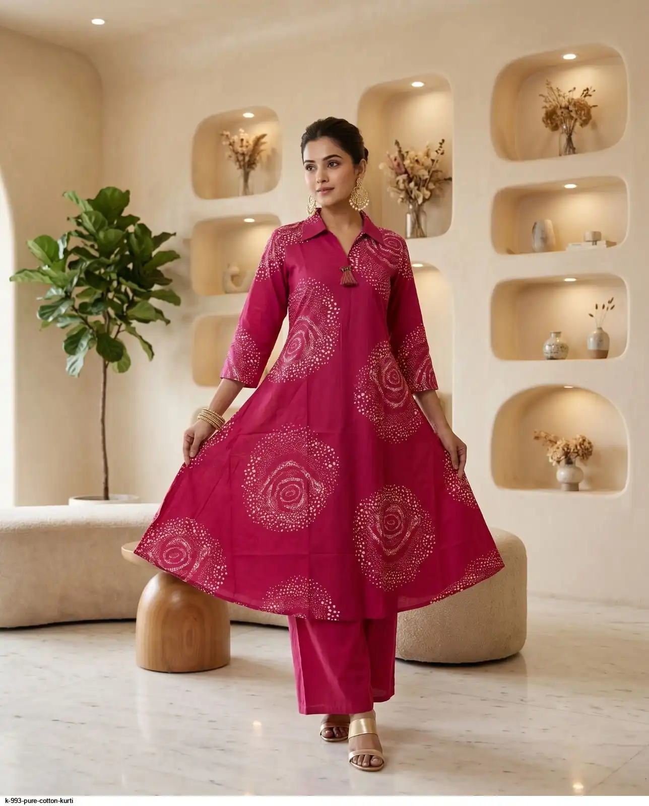 K 993 PURE COTTON KURTI S