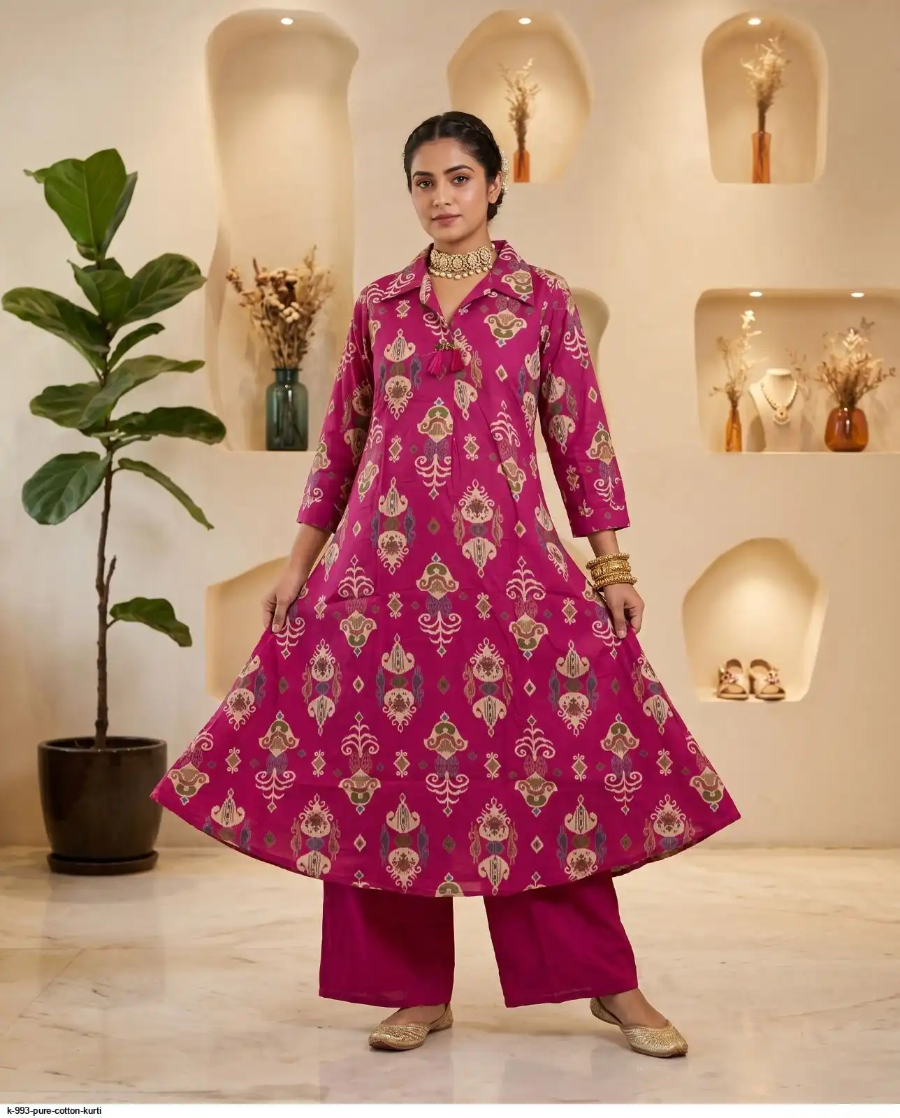 K 993 PURE COTTON KURTI U