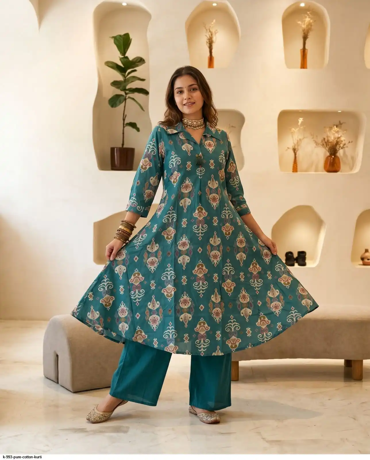 K 993 PURE COTTON KURTI V
