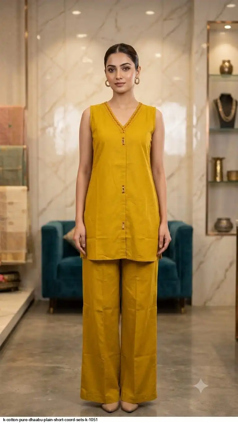 K COTTON PURE DHAABU PLAIN SHORT COORD SETS K 1051 2