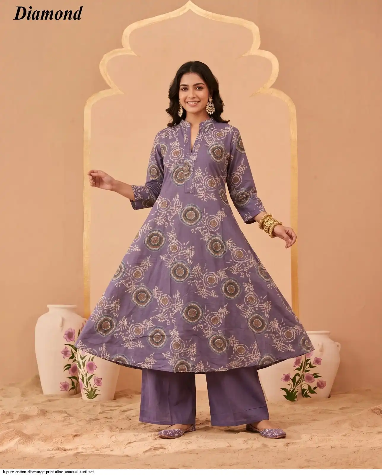 K PURE COTTON DISCHARGE PRINT ALINE ANARKALI KURTI SET 5