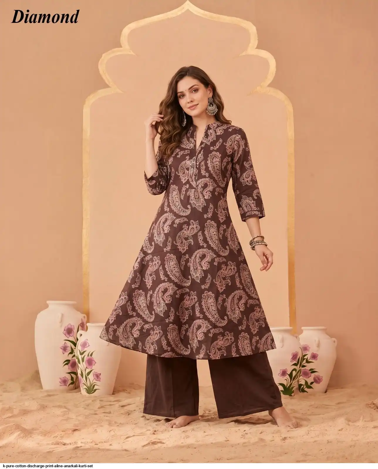 K PURE COTTON DISCHARGE PRINT ALINE ANARKALI KURTI SET 6