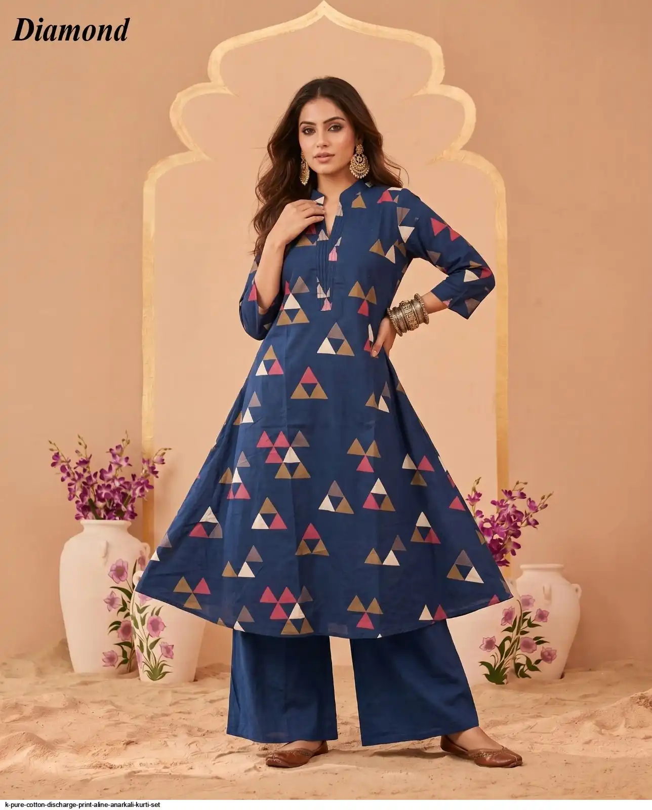 K PURE COTTON DISCHARGE PRINT ALINE ANARKALI KURTI SET 10