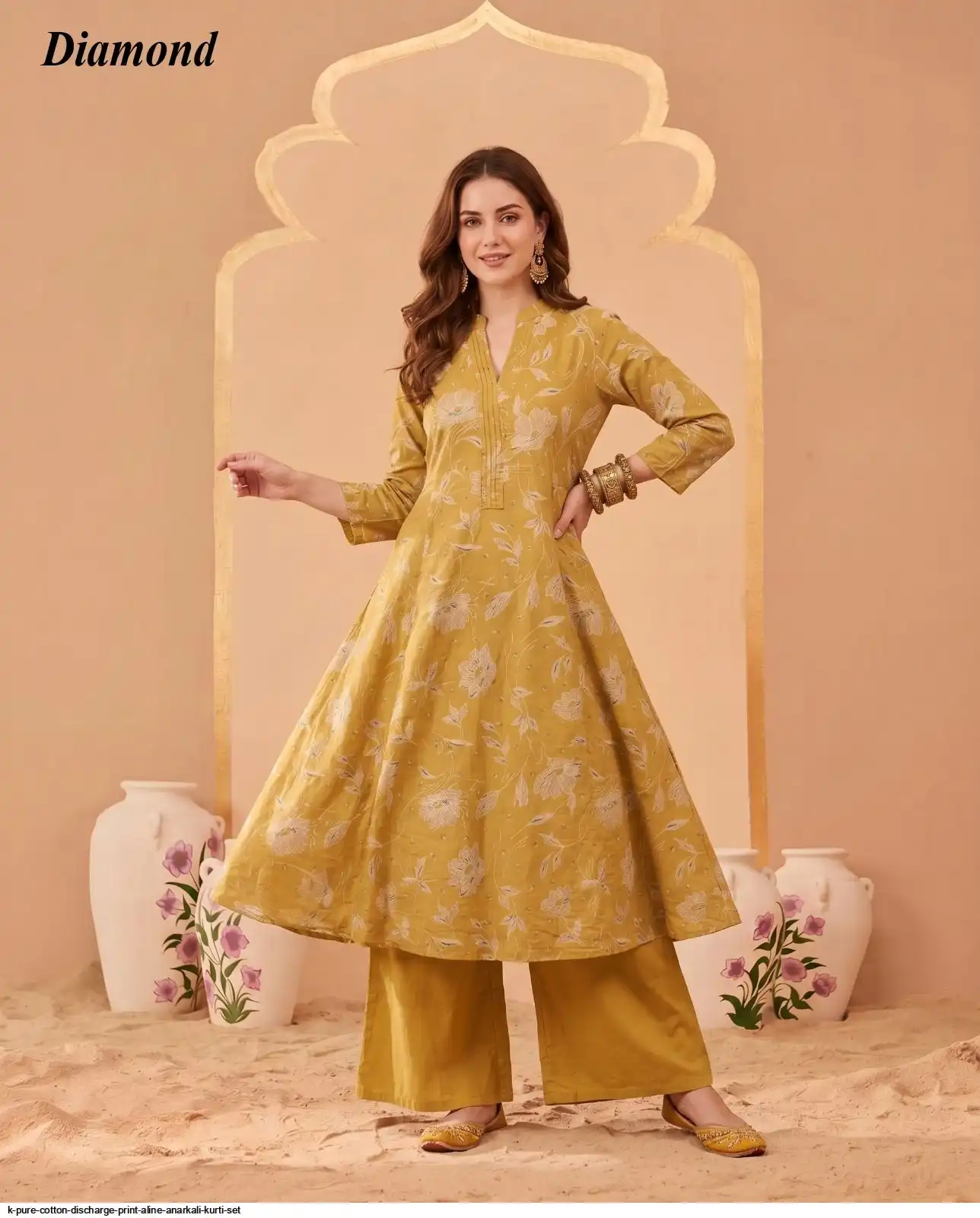 K PURE COTTON DISCHARGE PRINT ALINE ANARKALI KURTI SET 8