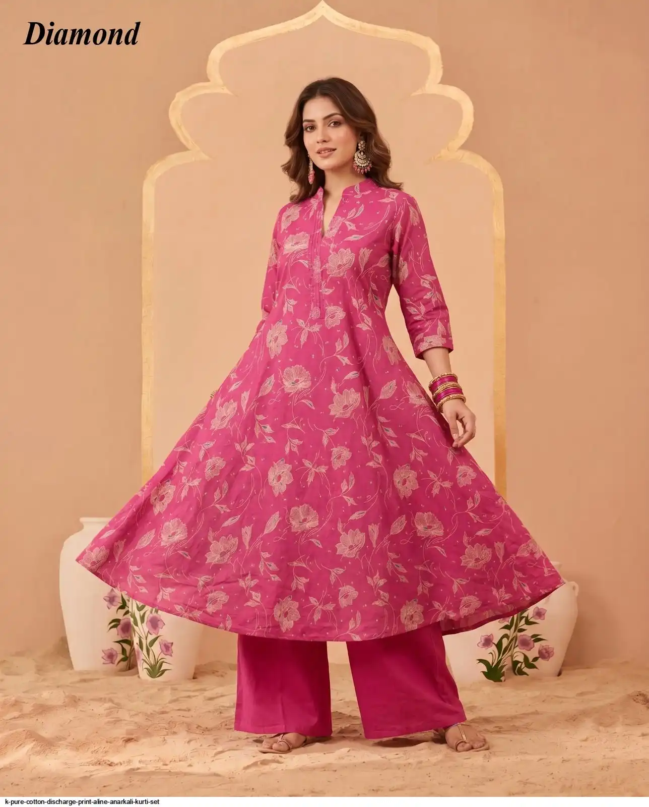 K PURE COTTON DISCHARGE PRINT ALINE ANARKALI KURTI SET 22