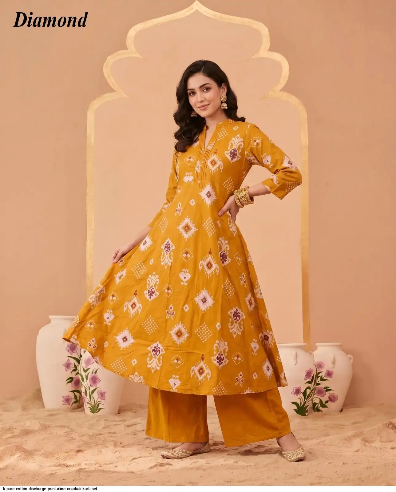 K PURE COTTON DISCHARGE PRINT ALINE ANARKALI KURTI SET 25