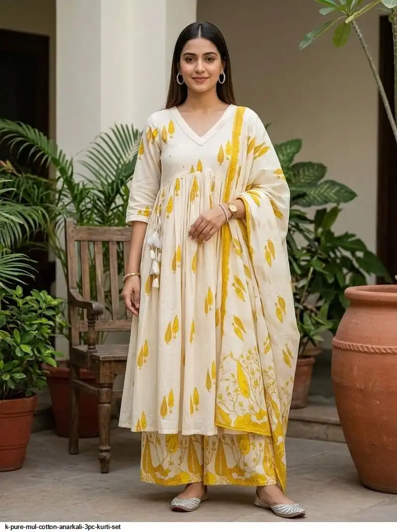 K PURE MUL COTTON ANARKALI 3PC KURTI SET 2