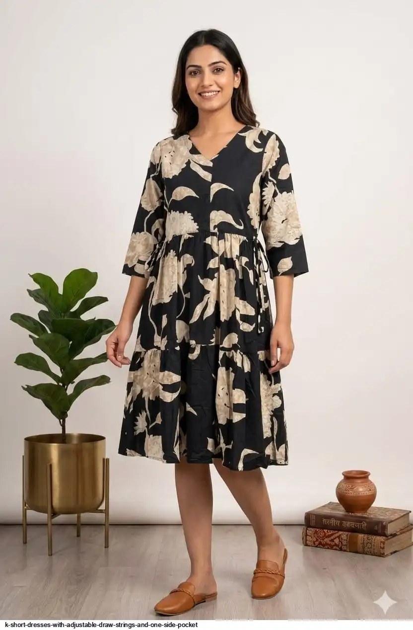 K SHORT DRESSES WITH ADJUSTABLE DRAW STRINGS AND ONE SIDE POCKET 1