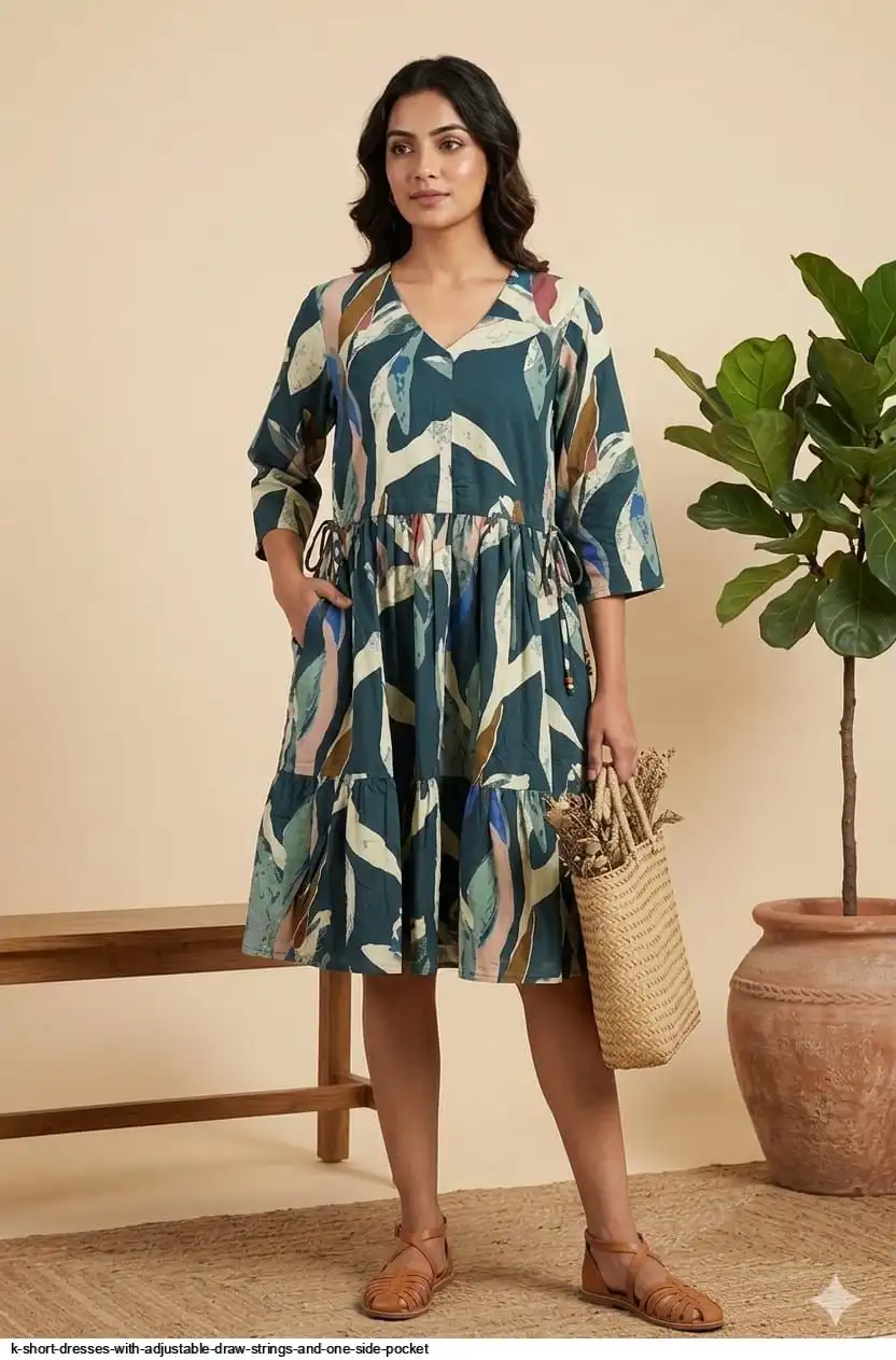 K SHORT DRESSES WITH ADJUSTABLE DRAW STRINGS AND ONE SIDE POCKET 2
