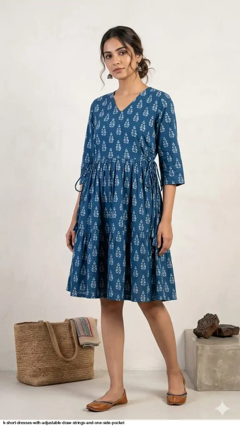 K SHORT DRESSES WITH ADJUSTABLE DRAW STRINGS AND ONE SIDE POCKET 6