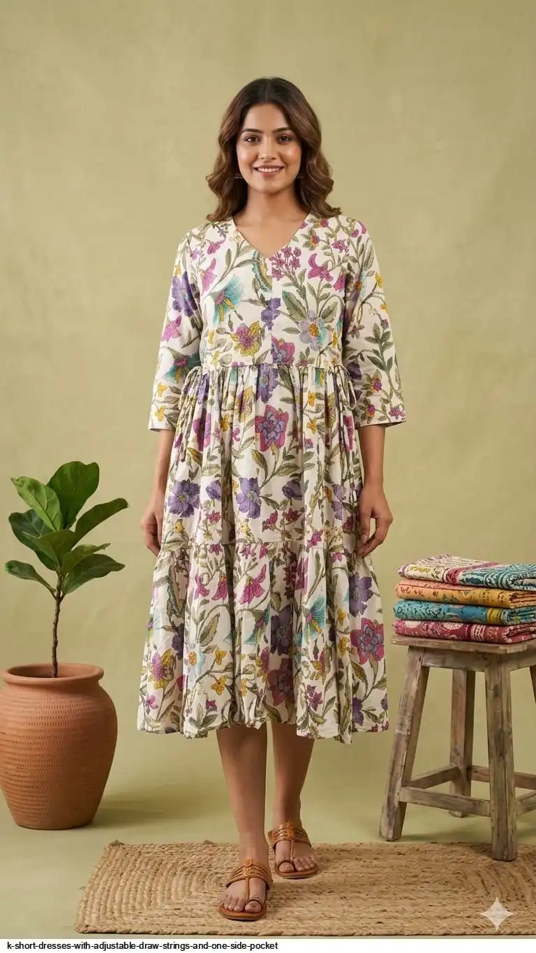 K SHORT DRESSES WITH ADJUSTABLE DRAW STRINGS AND ONE SIDE POCKET 7