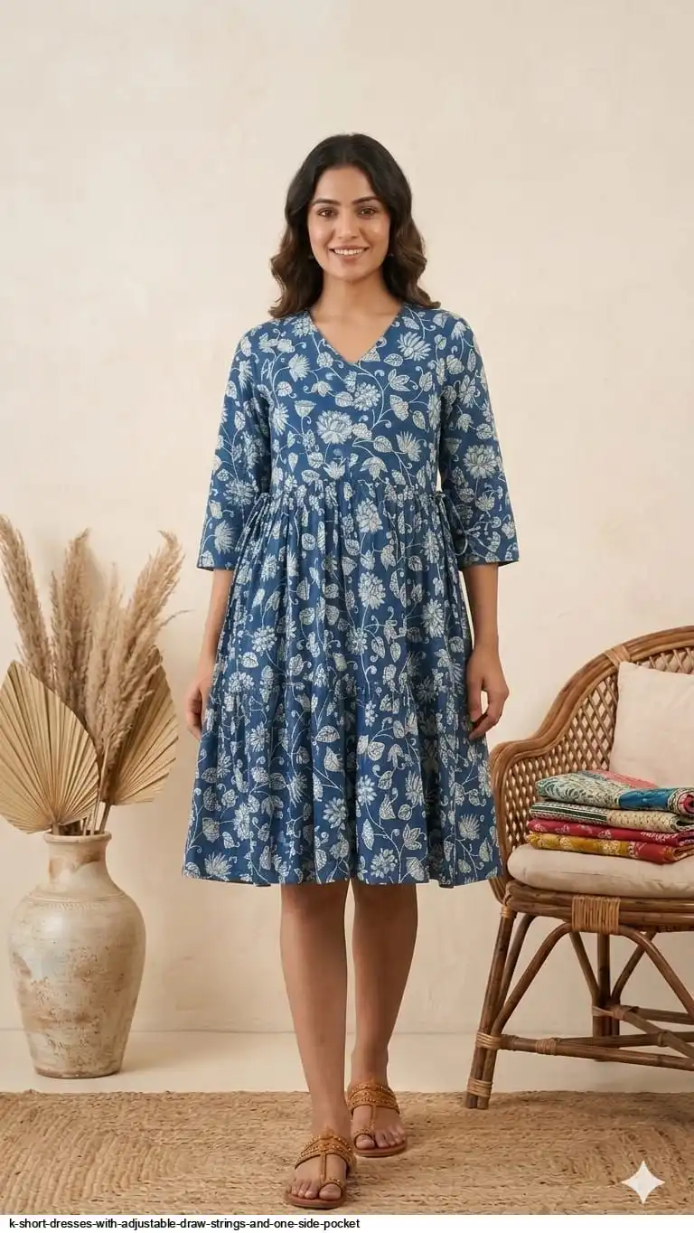 K SHORT DRESSES WITH ADJUSTABLE DRAW STRINGS AND ONE SIDE POCKET 5