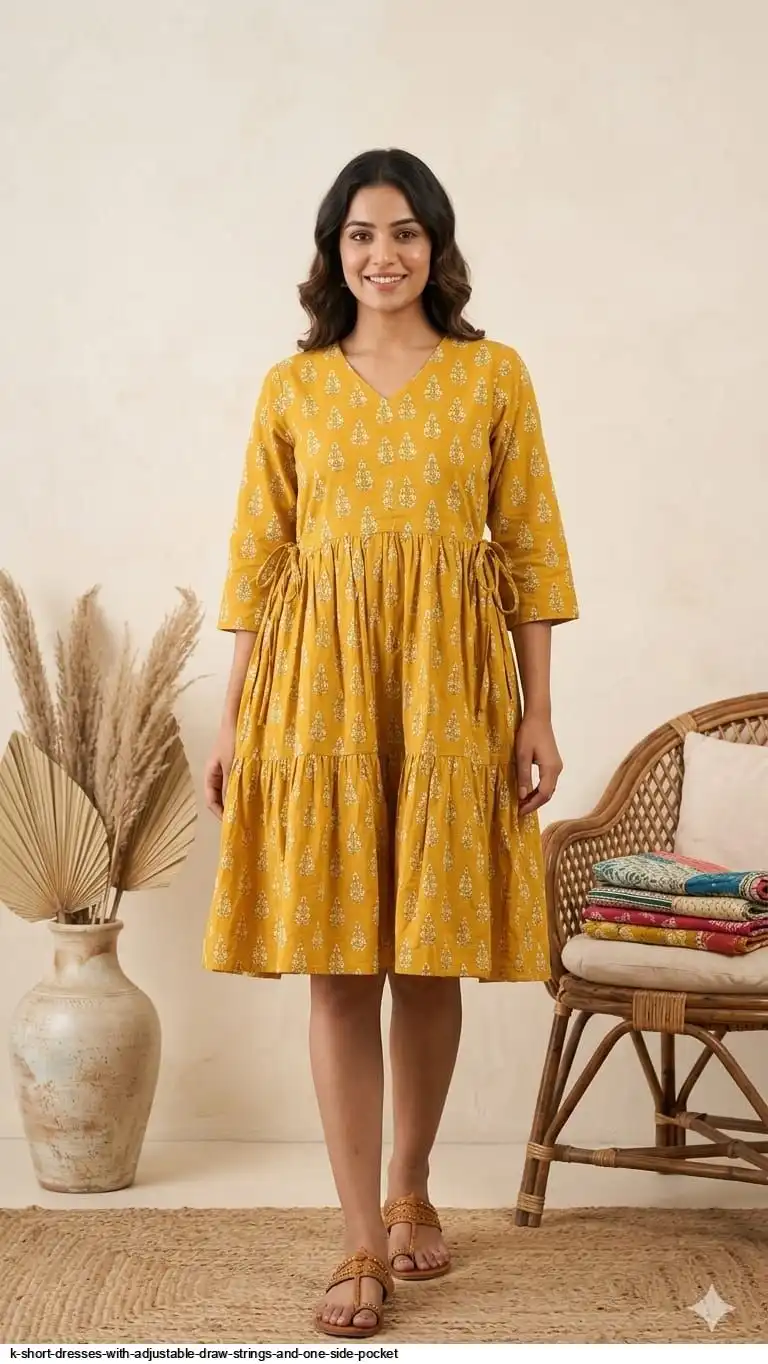 K SHORT DRESSES WITH ADJUSTABLE DRAW STRINGS AND ONE SIDE POCKET 8