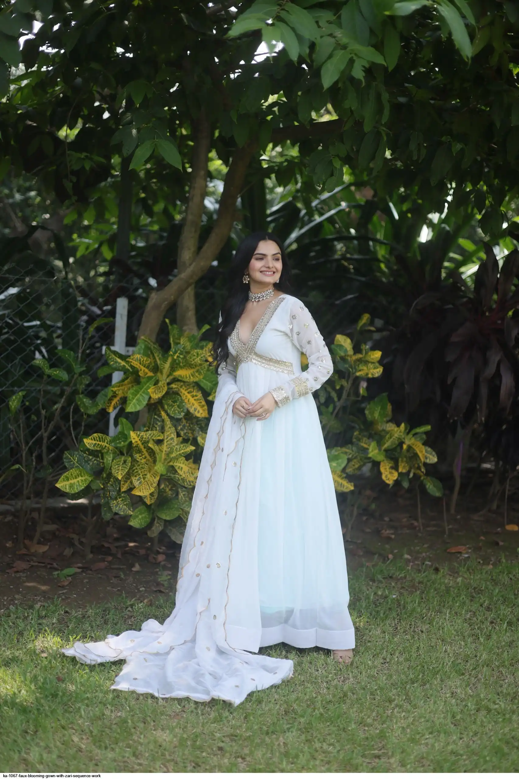 KA 1067 FAUX BLOOMING GOWN WITH ZARI SEQUENCE WORK A