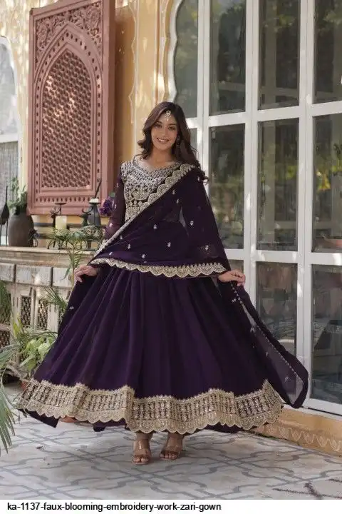 KA 1137 FAUX BLOOMING EMBROIDERY WORK ZARI GOWN B