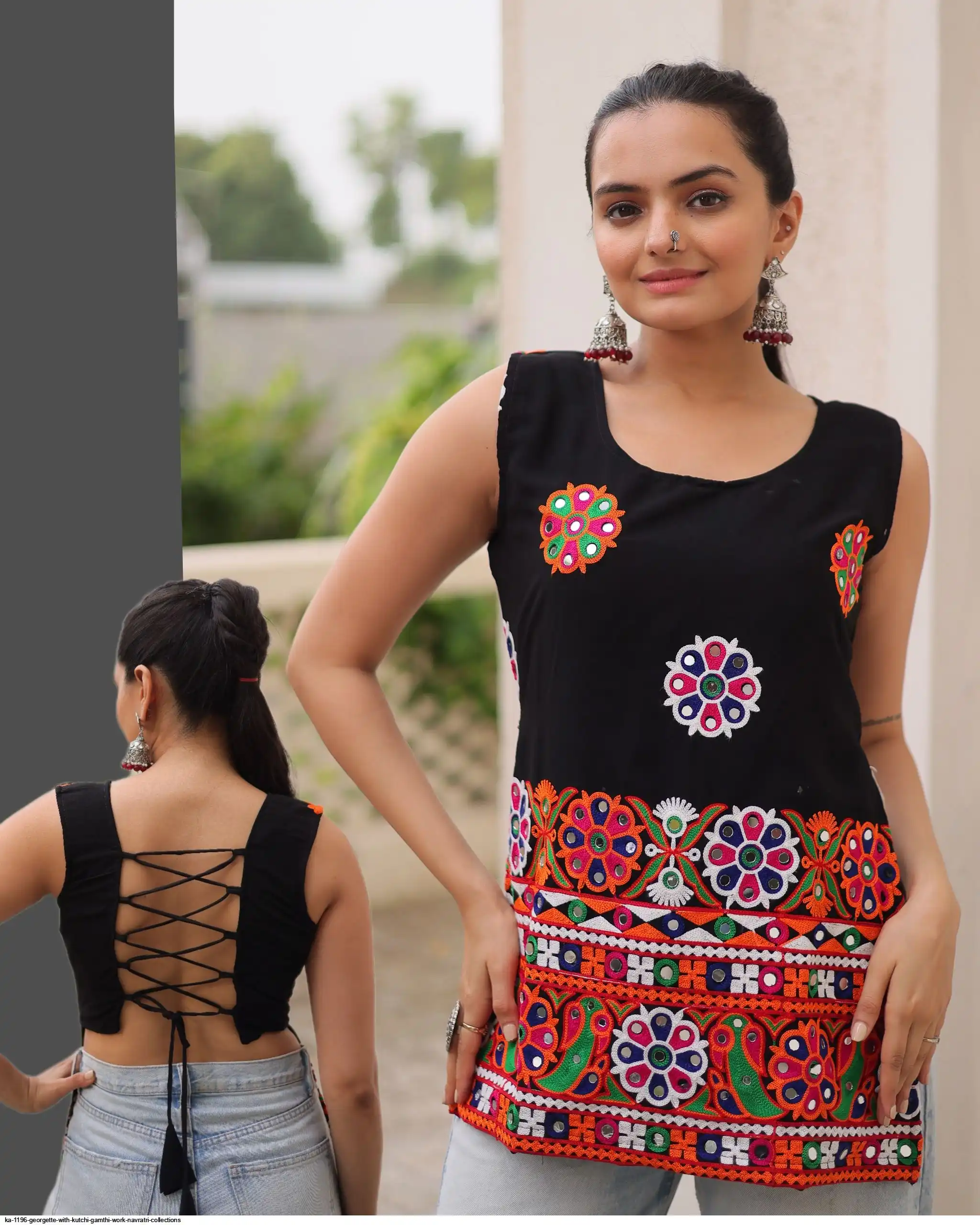 KA 1196 GEORGETTE WITH KUTCHI GAMTHI WORK NAVRATRI COLLECTIONS B