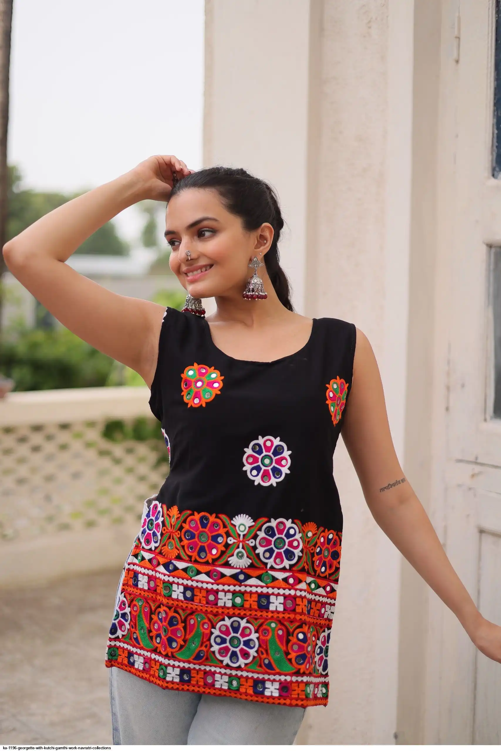 KA 1196 GEORGETTE WITH KUTCHI GAMTHI WORK NAVRATRI COLLECTIONS C