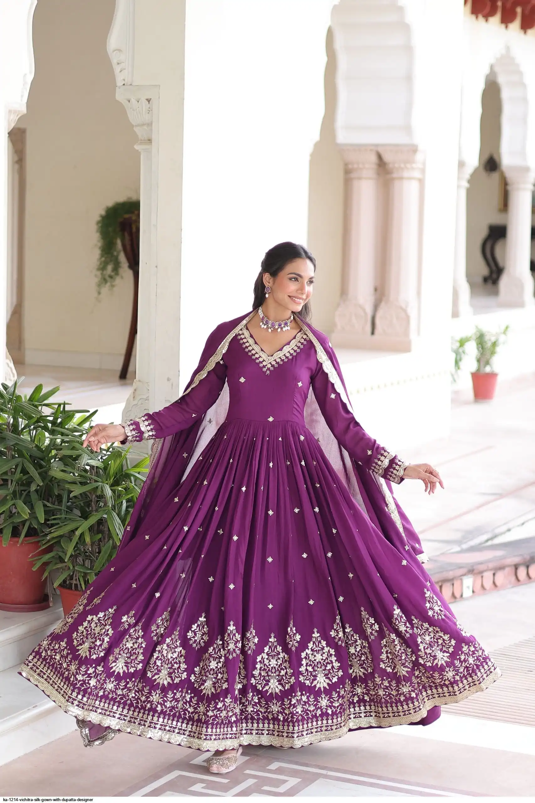 KA 1214 VICHITRA SILK GOWN WITH DUPATTA DESIGNER B