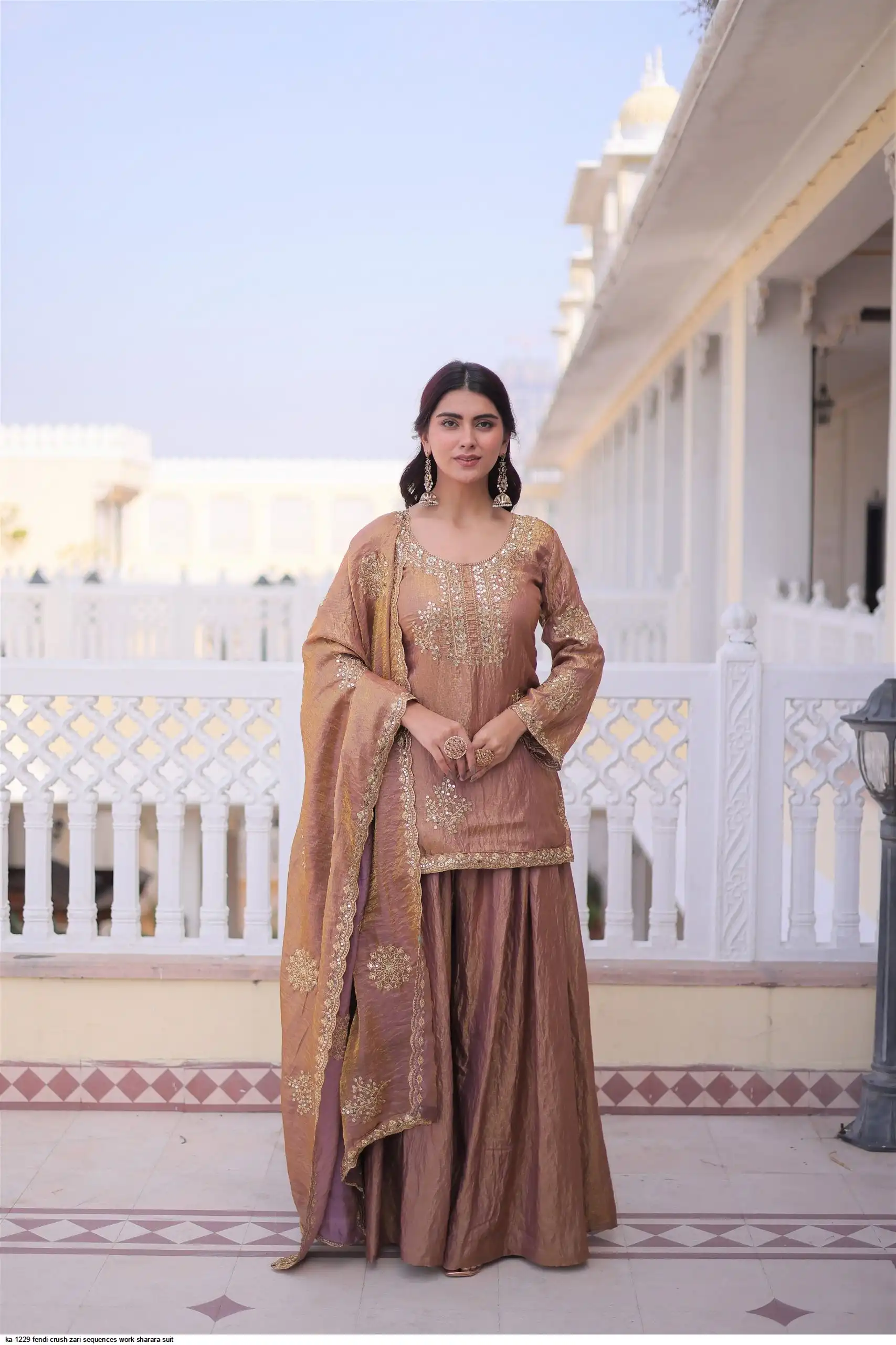 KA 1229 FENDI CRUSH ZARI SEQUENCES WORK SHARARA SUIT A