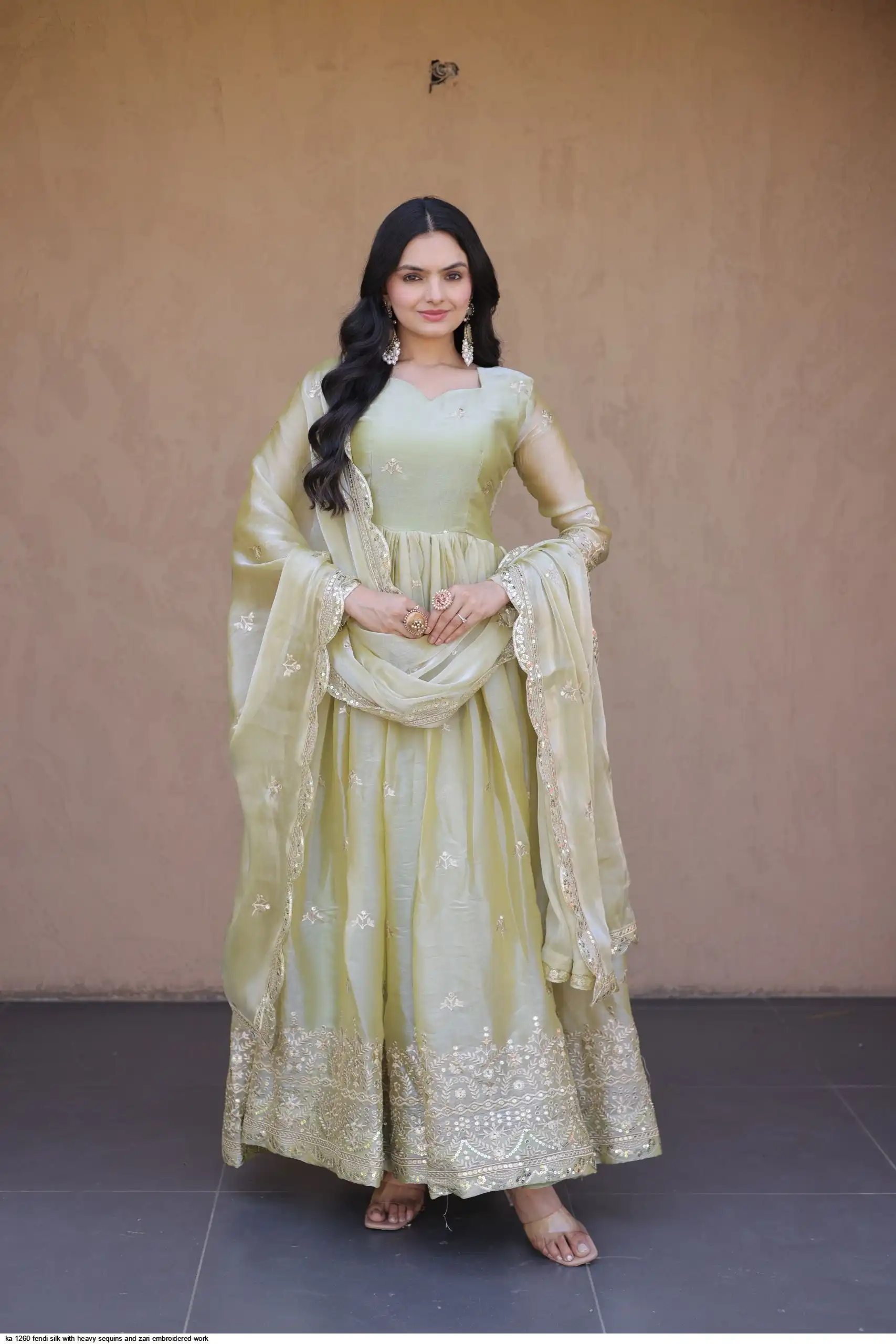KA 1260 FENDI SILK WITH HEAVY SEQUINS AND ZARI EMBROIDERED WORK 2