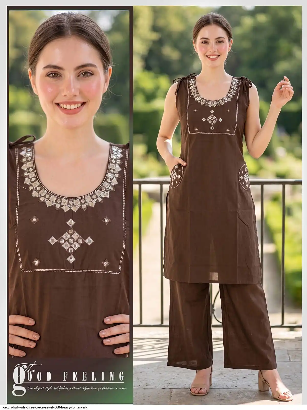 KACCHI KALI KIDS THREE PIECE SET SF 560 HEAVY ROMAN SILK E