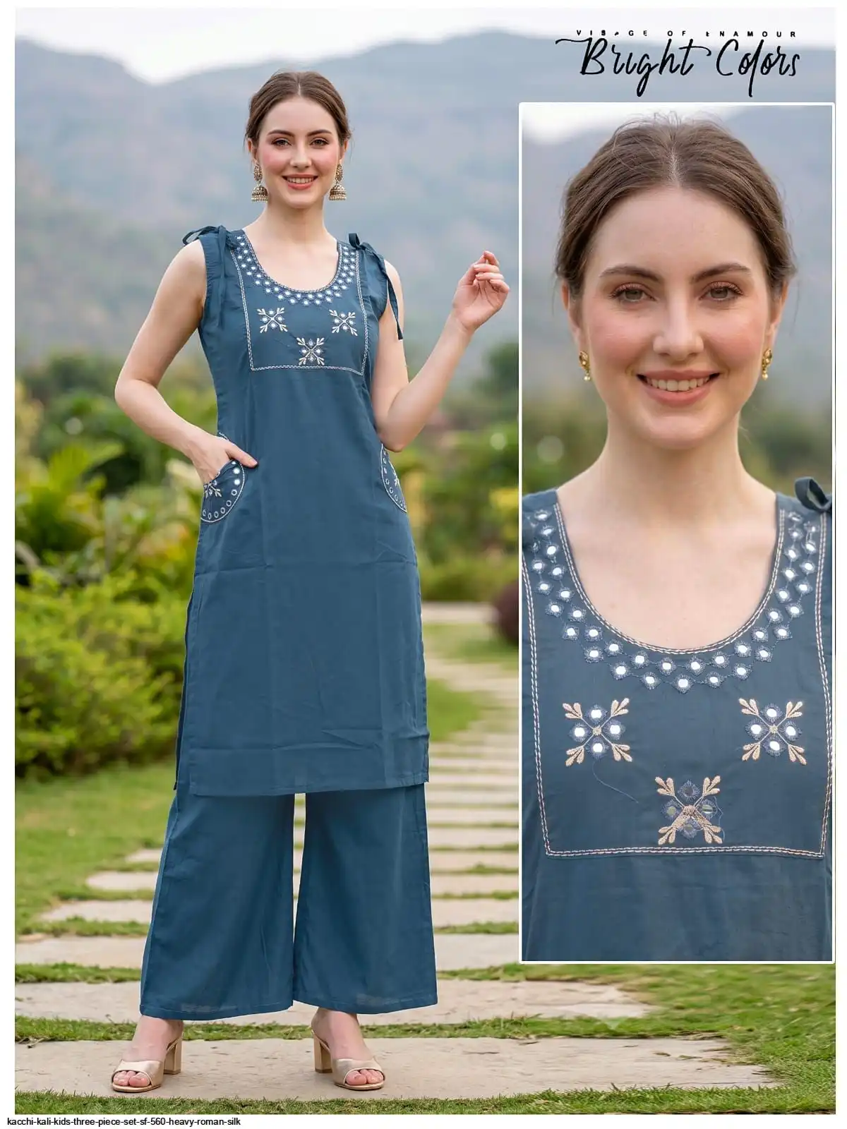 KACCHI KALI KIDS THREE PIECE SET SF 560 HEAVY ROMAN SILK I