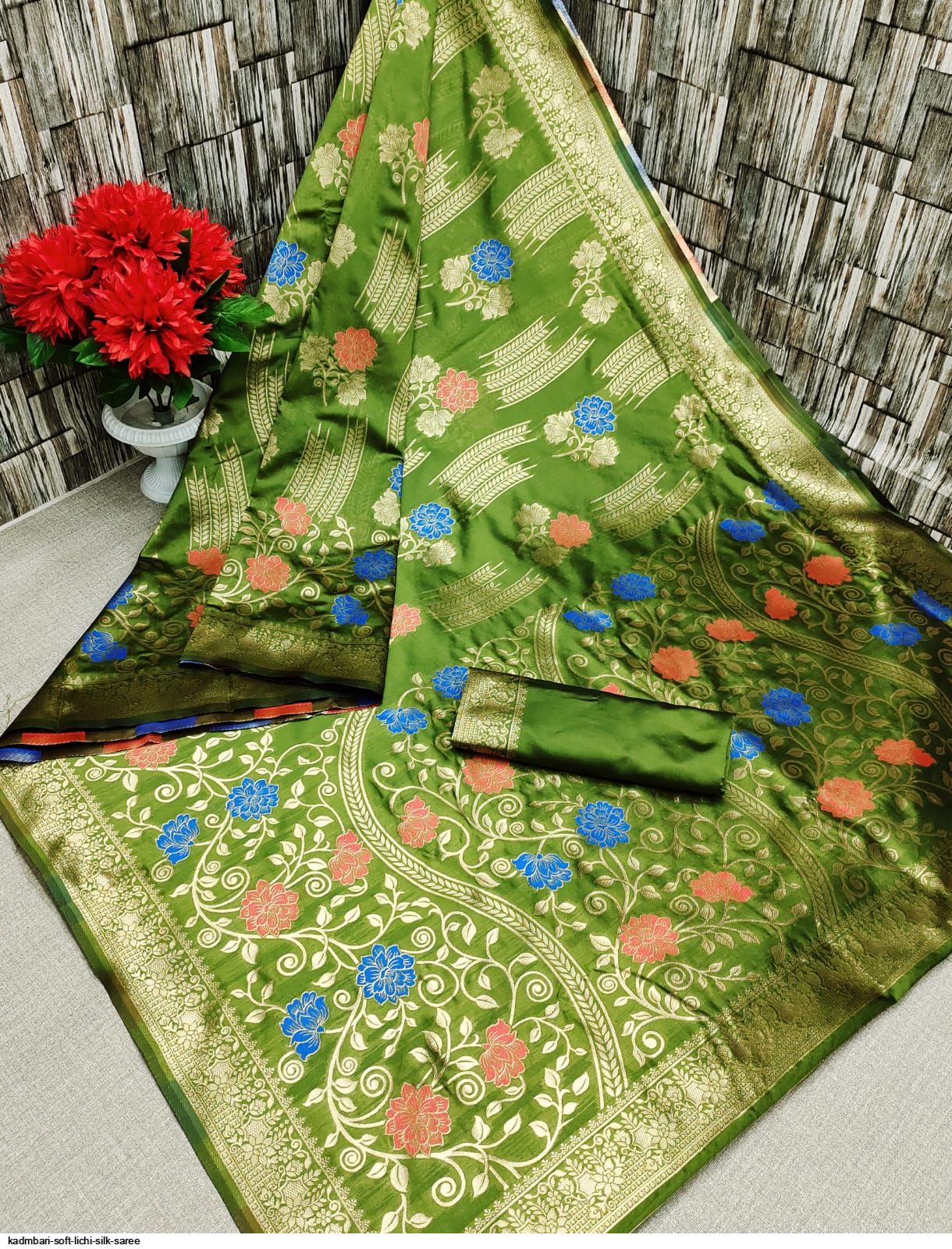 KADMBARI SOFT LICHI SILK SAREE C