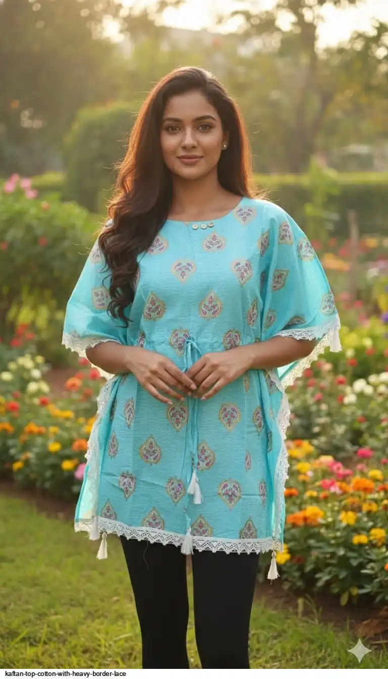 KAFTAN TOP COTTON WITH HEAVY BORDER LACE 9