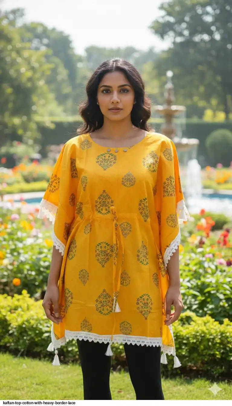 KAFTAN TOP COTTON WITH HEAVY BORDER LACE 12