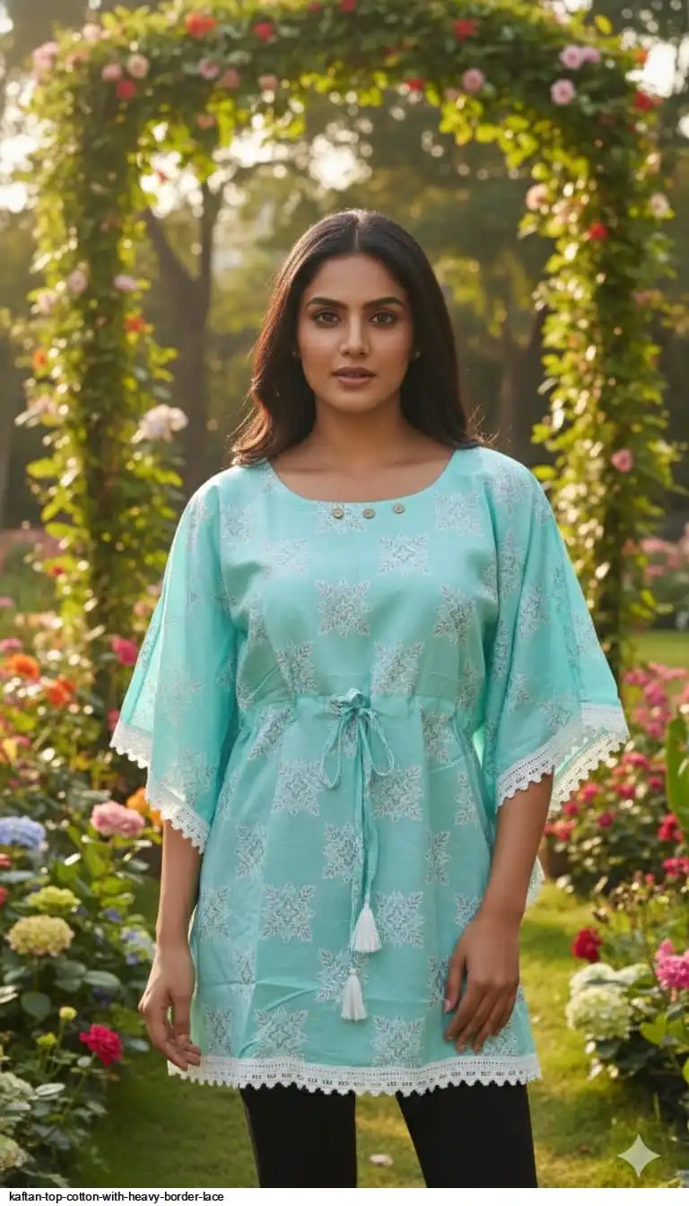KAFTAN TOP COTTON WITH HEAVY BORDER LACE 13