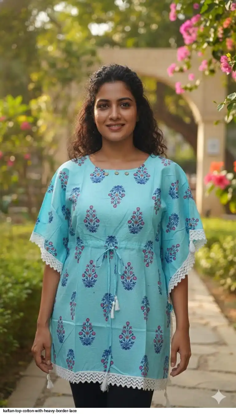 KAFTAN TOP COTTON WITH HEAVY BORDER LACE 26