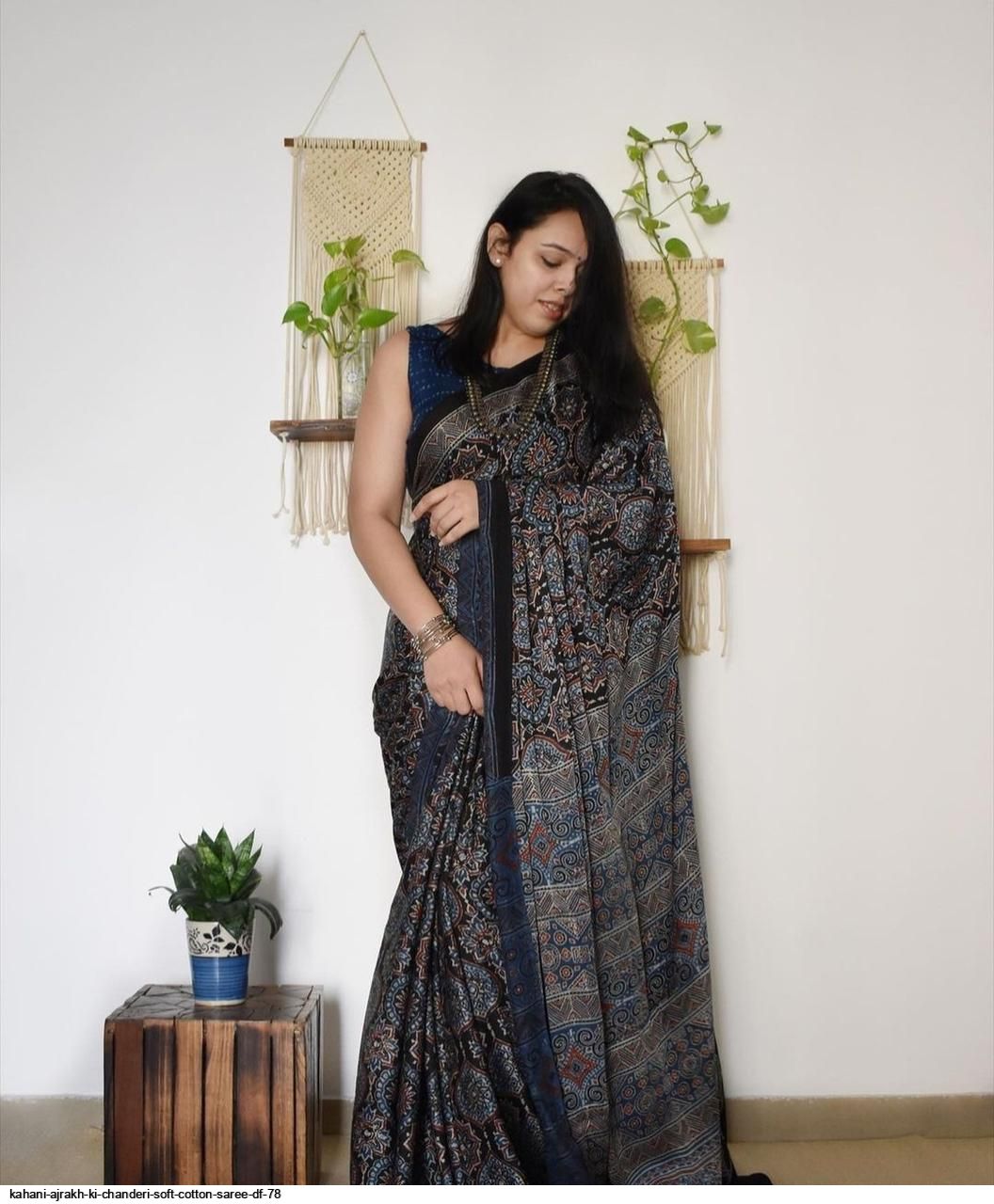 KAHANI AJRAKH KI CHANDERI SOFT COTTON SAREE DF 78