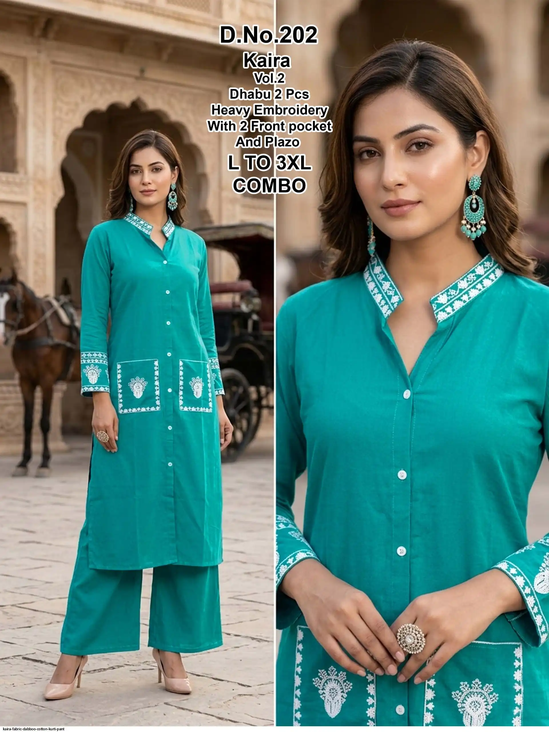 KAIRA FABRIC DABBOO COTTON KURTI PANT 202