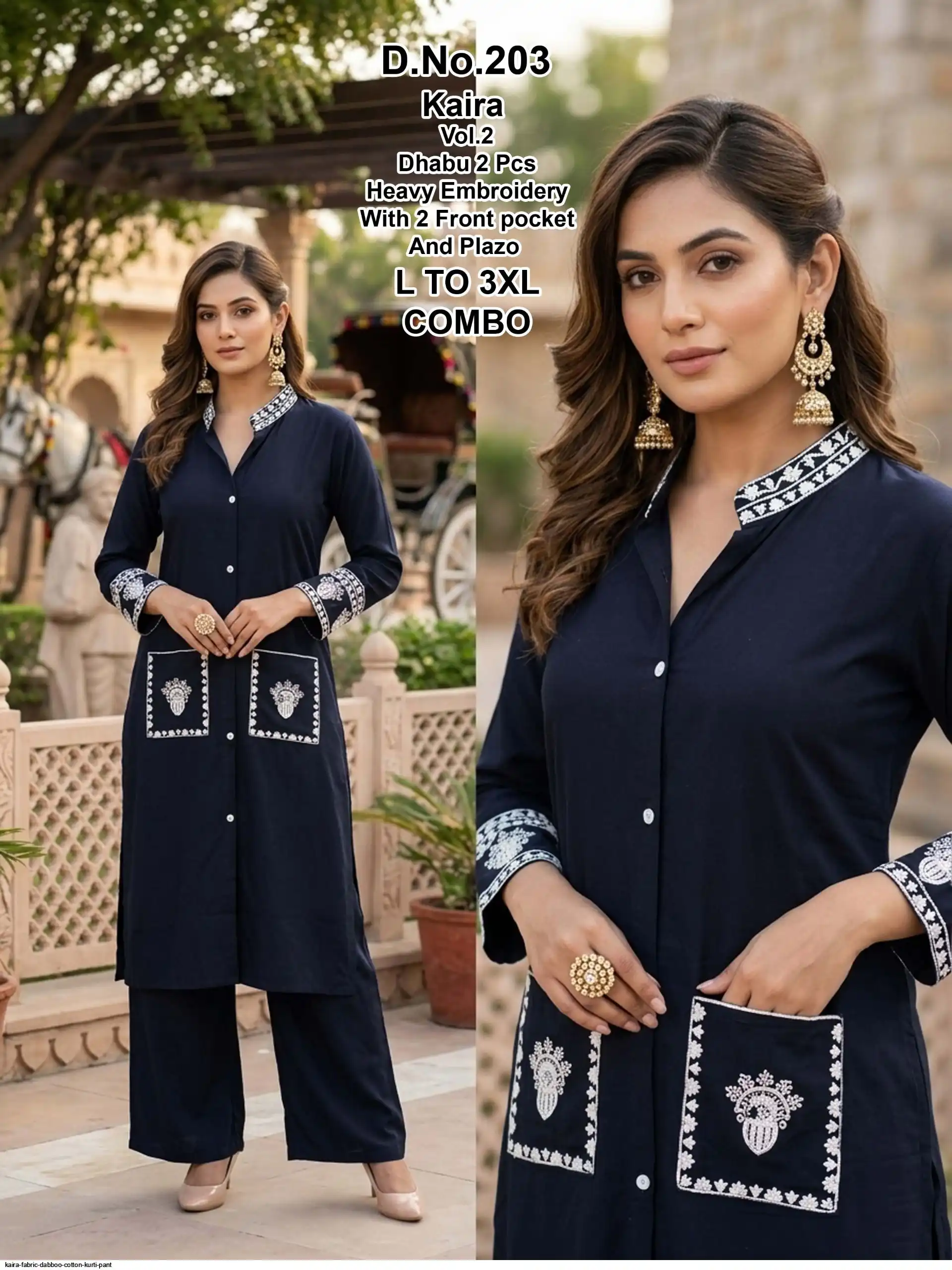 KAIRA FABRIC DABBOO COTTON KURTI PANT 203