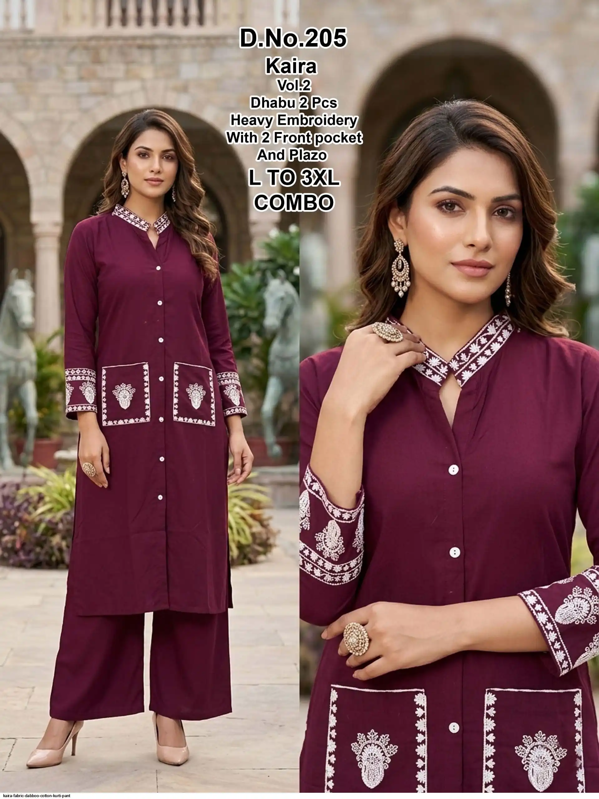 KAIRA FABRIC DABBOO COTTON KURTI PANT 205