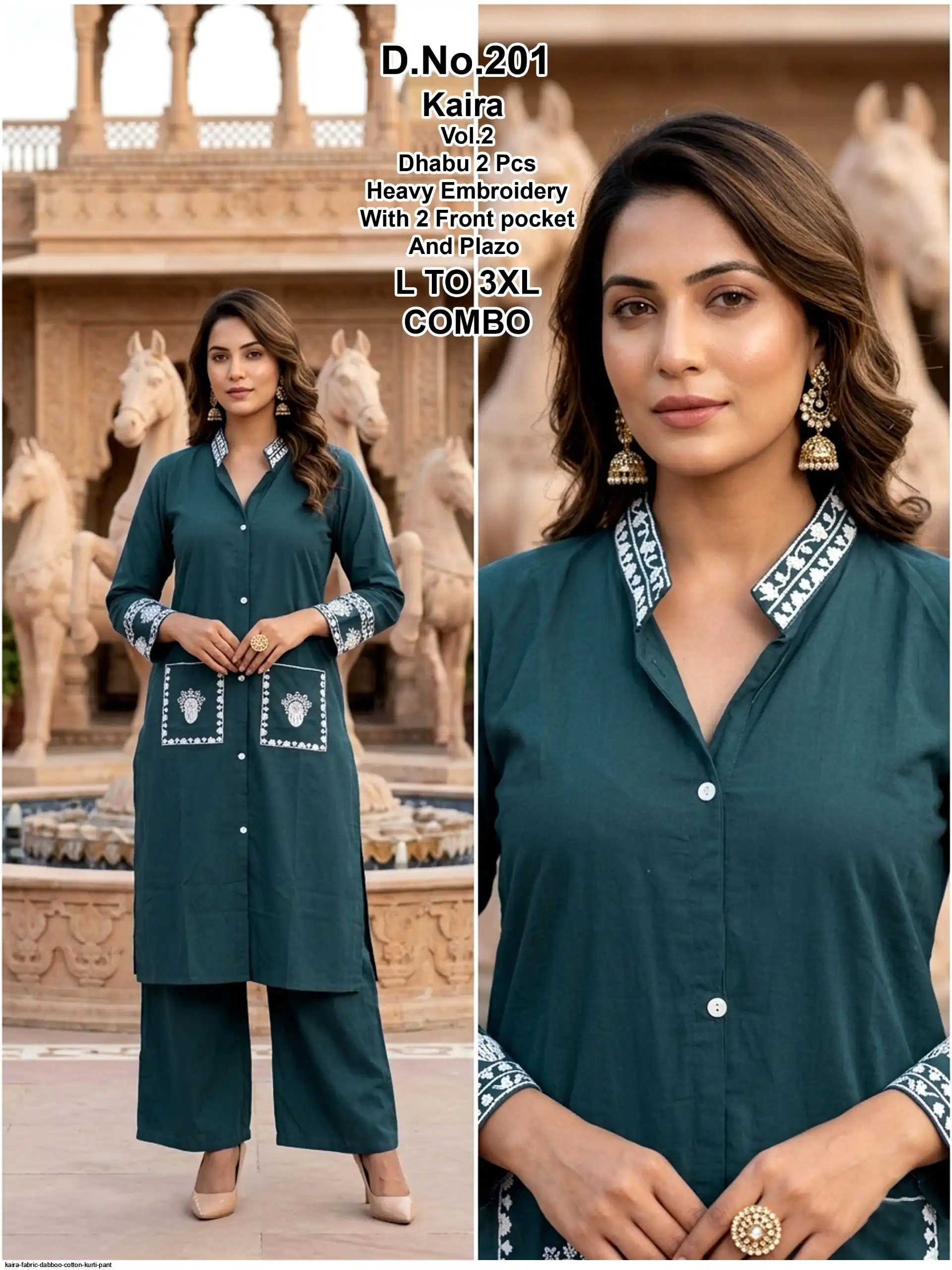 KAIRA FABRIC DABBOO COTTON KURTI PANT 201