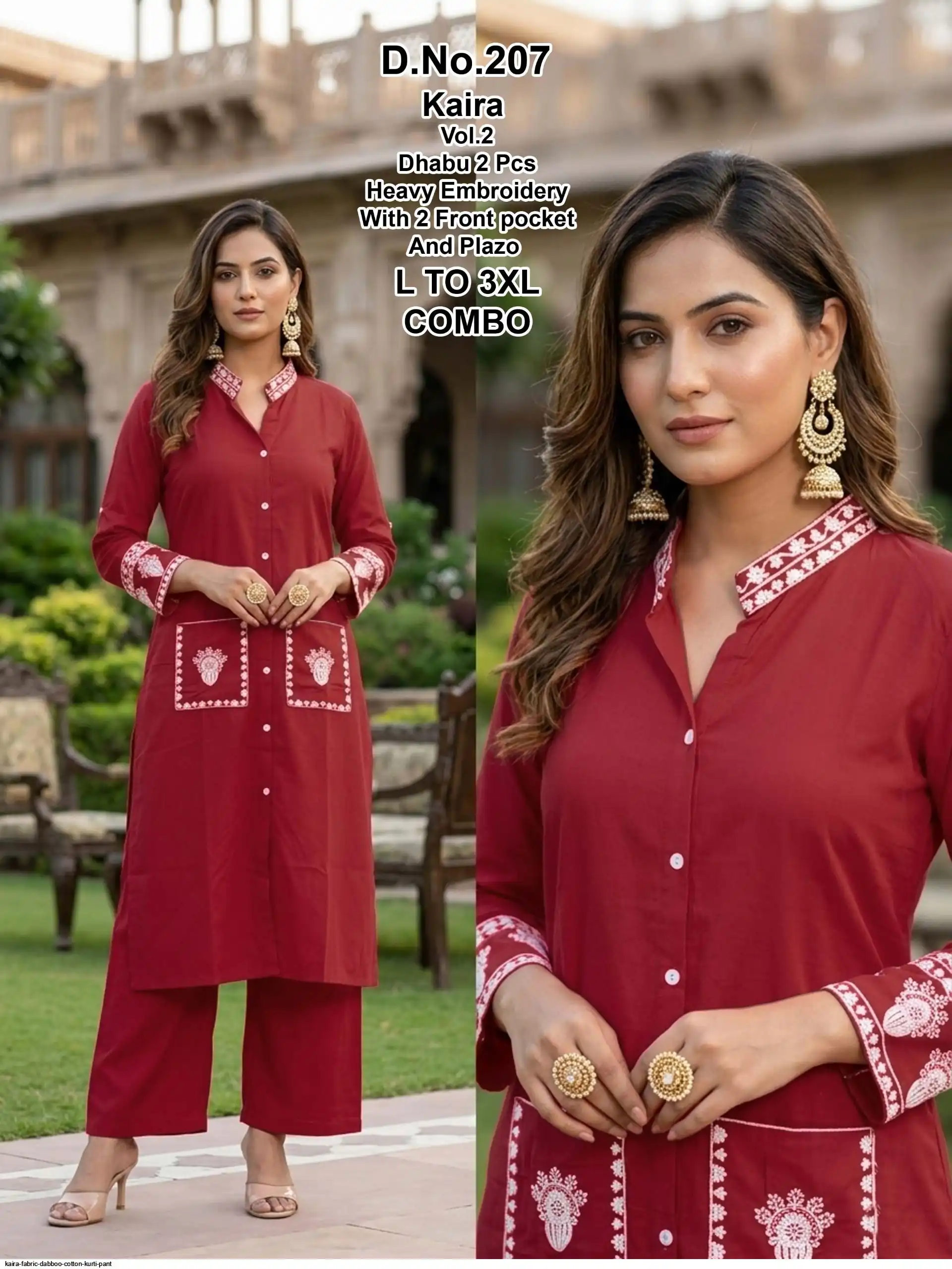 KAIRA FABRIC DABBOO COTTON KURTI PANT 207
