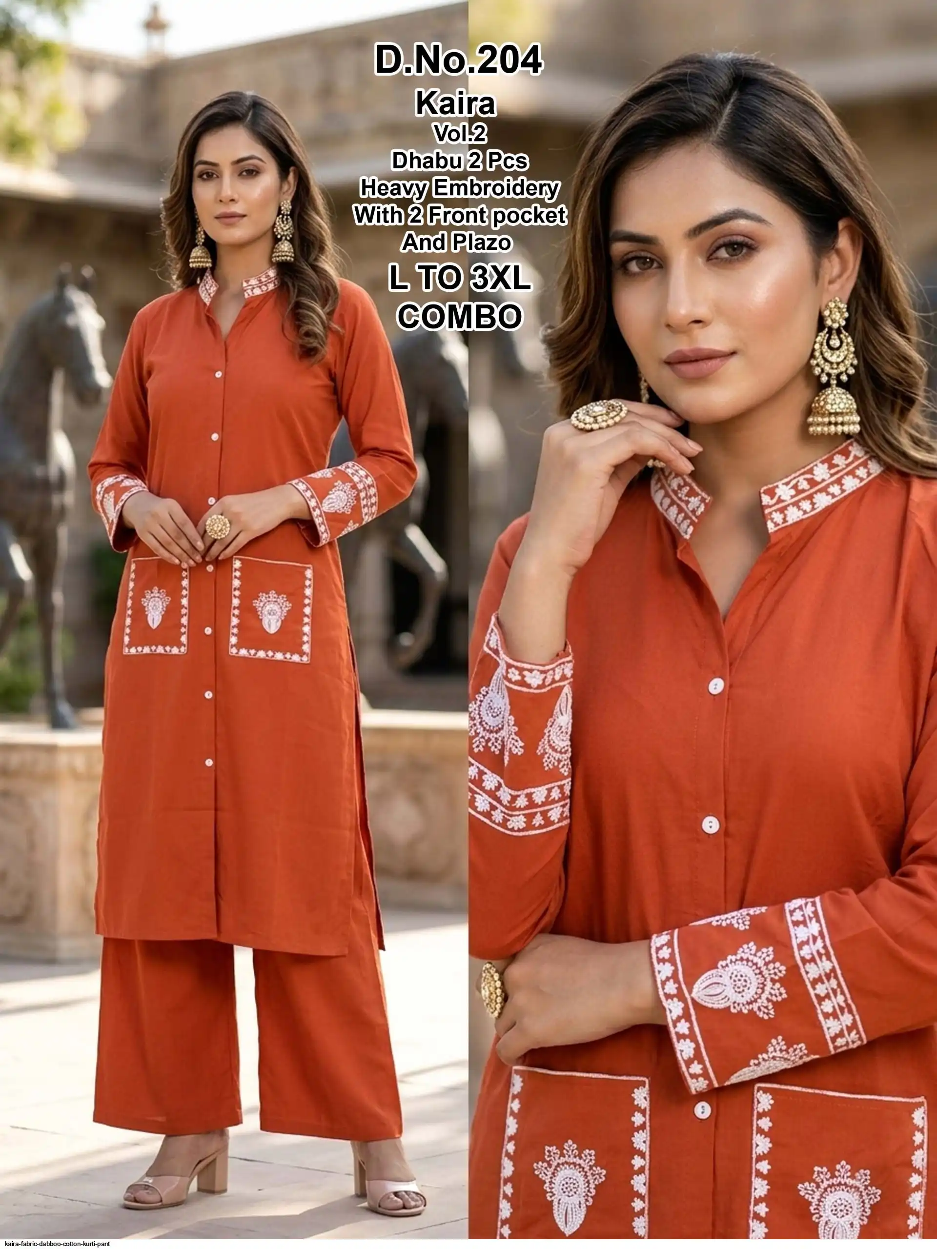 KAIRA FABRIC DABBOO COTTON KURTI PANT 204