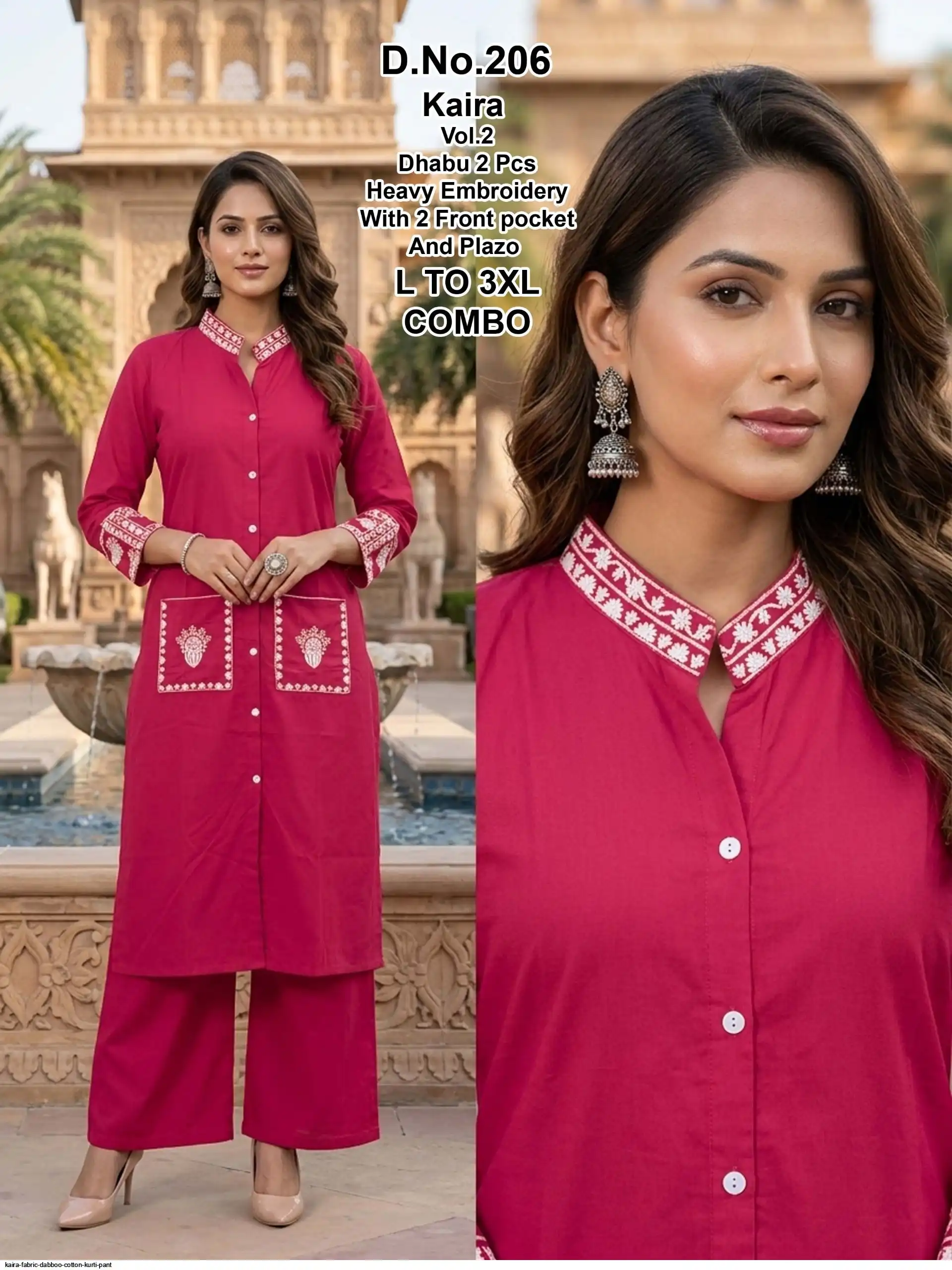 KAIRA FABRIC DABBOO COTTON KURTI PANT 206