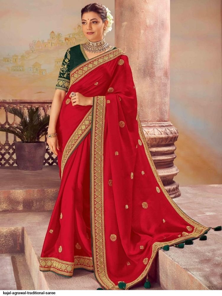 Sumshy Wedding Wear Vichitra Silk Saree Kajal Agarwal, 6.3 M (With Blouse  Piece) at Rs 999 in Surat