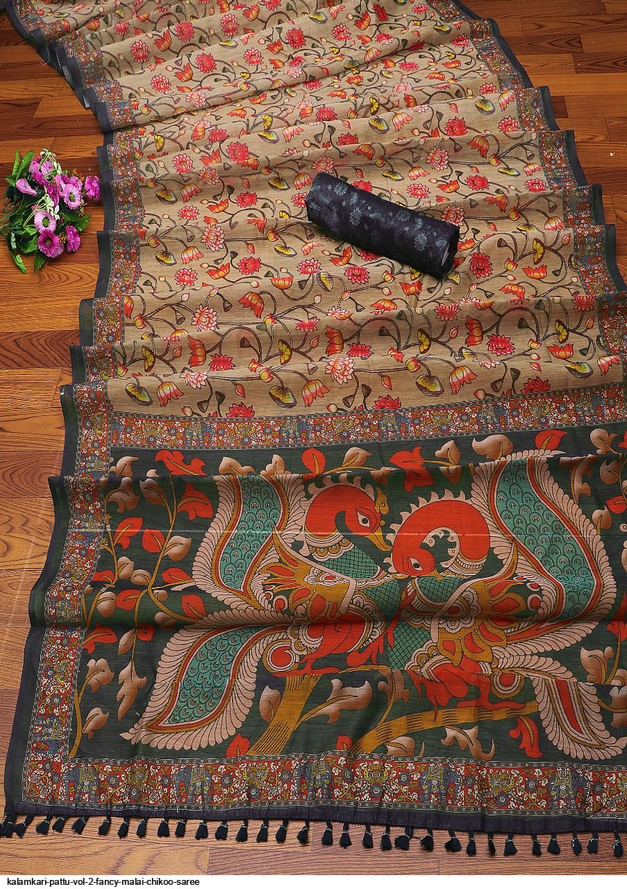 KALAMKARI PATTU VOL 2 FANCY MALAI CHIKOO SAREE