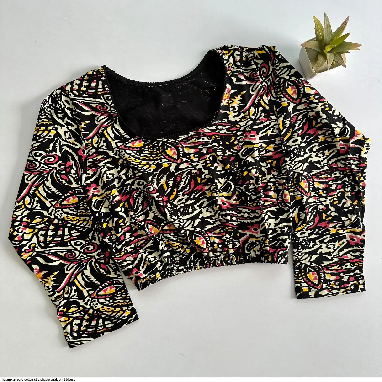 KALAMKARI PURE COTTON STRATCHABLE AJRAK PRINT BLOUSE 1