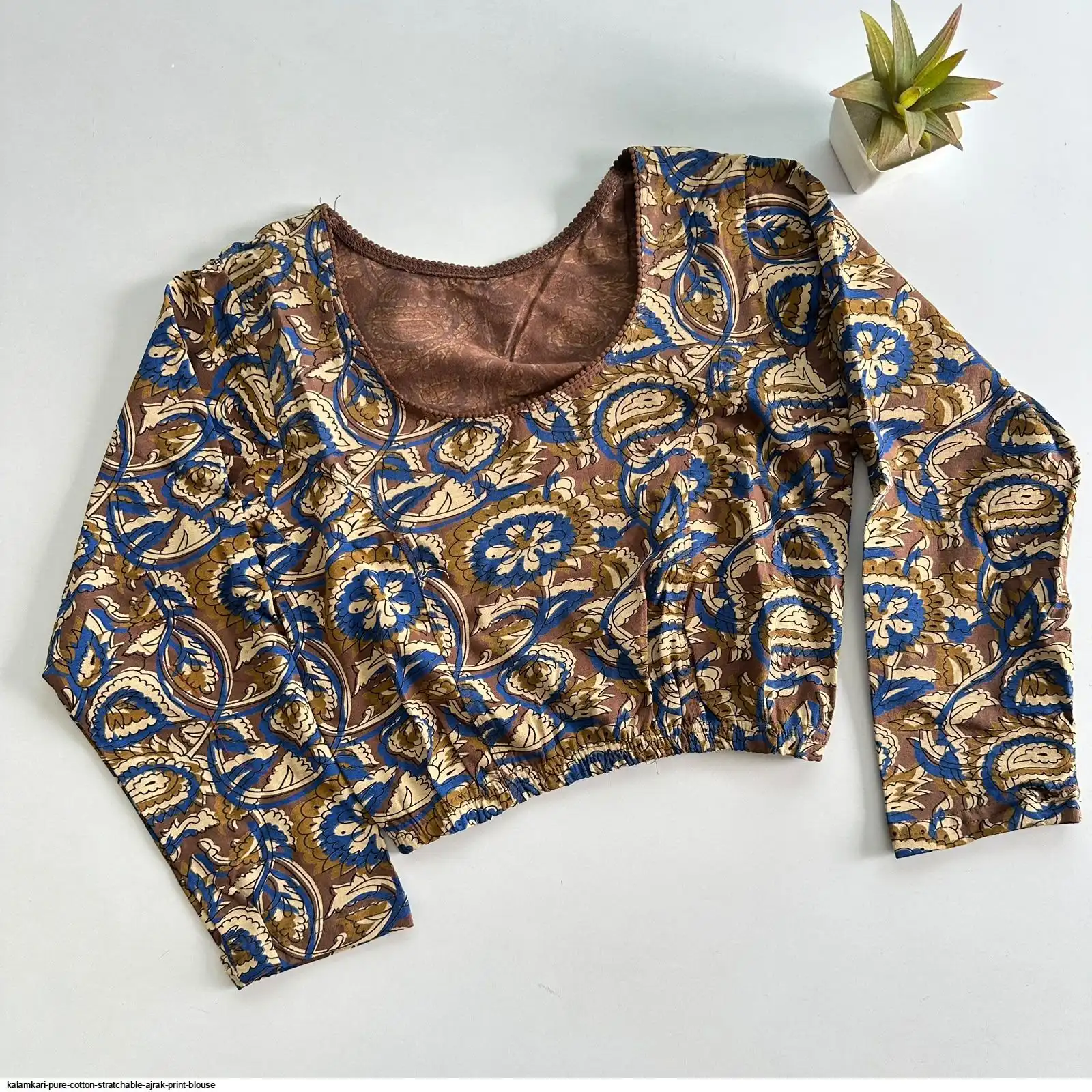 KALAMKARI PURE COTTON STRATCHABLE AJRAK PRINT BLOUSE 2