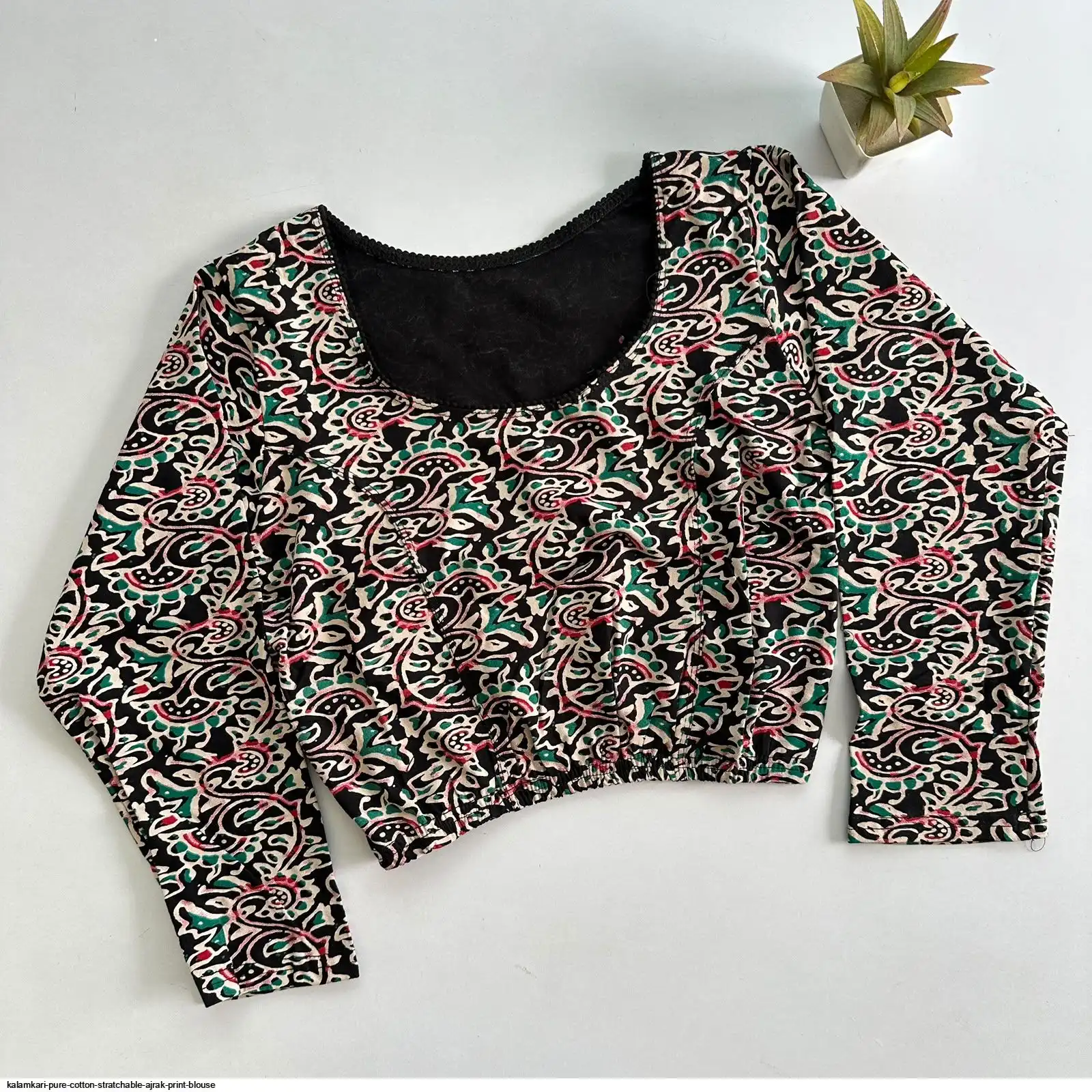 KALAMKARI PURE COTTON STRATCHABLE AJRAK PRINT BLOUSE 6