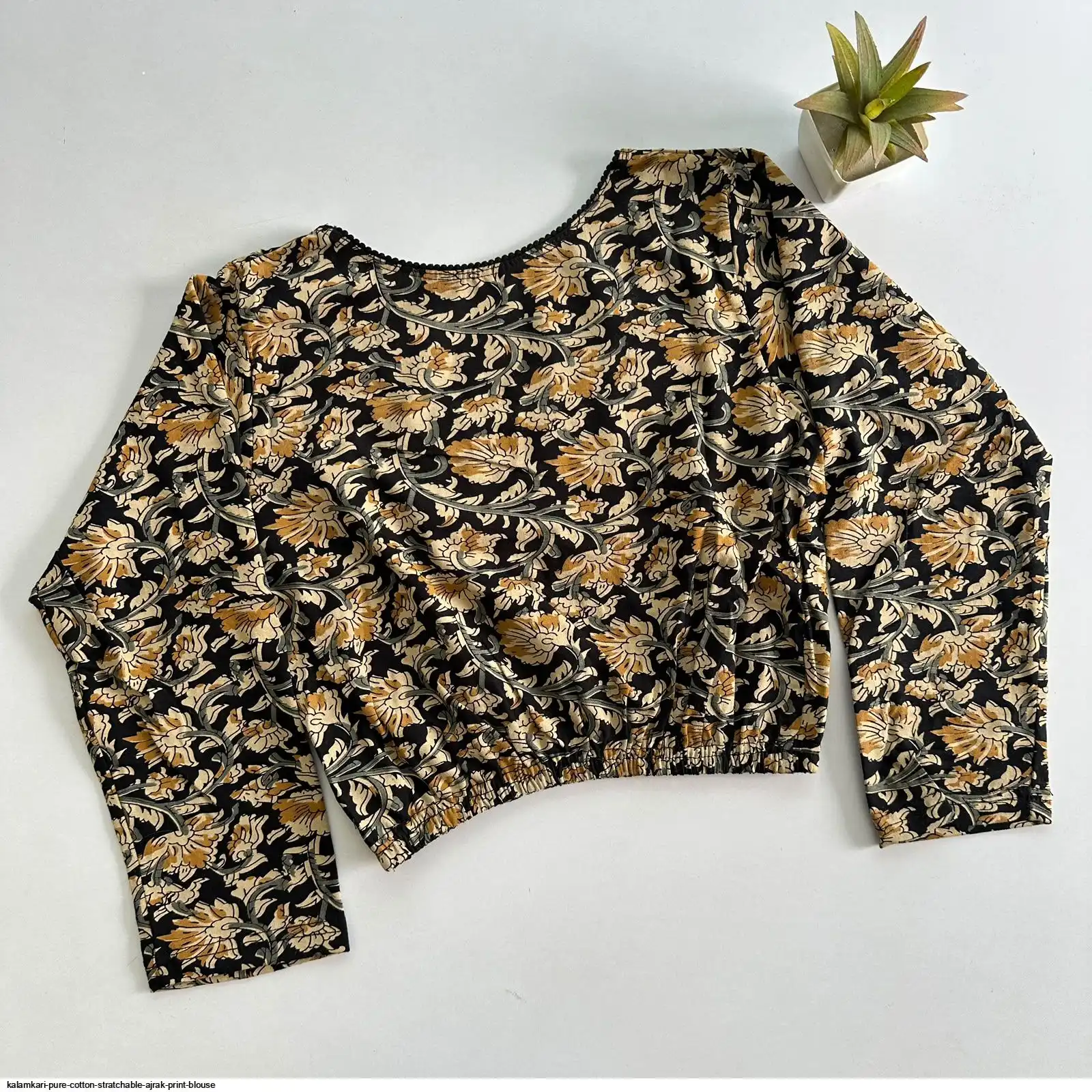 KALAMKARI PURE COTTON STRATCHABLE AJRAK PRINT BLOUSE 5