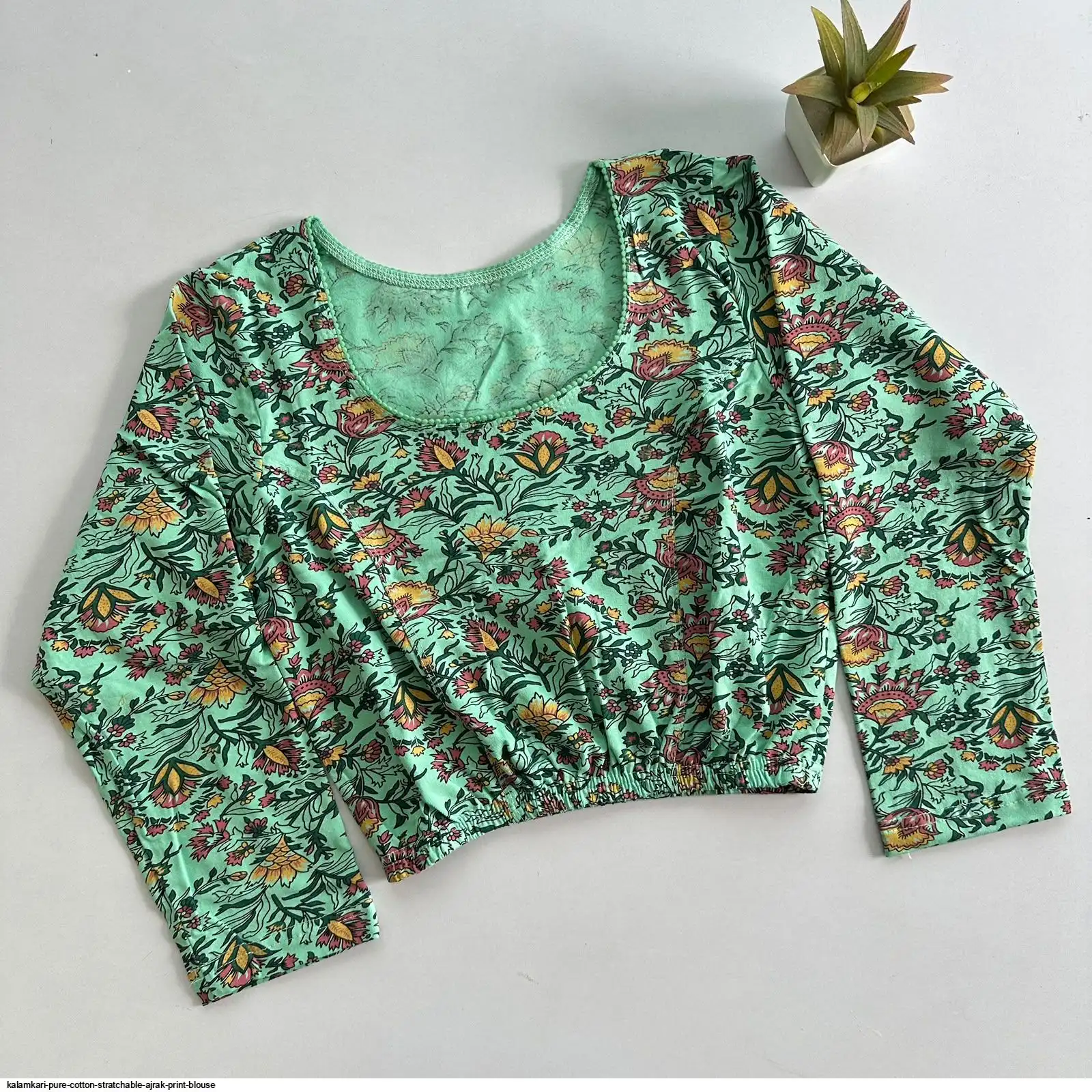 KALAMKARI PURE COTTON STRATCHABLE AJRAK PRINT BLOUSE 7