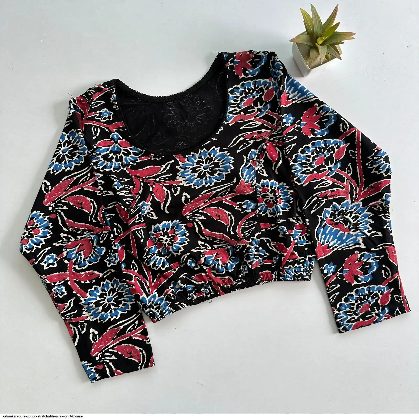 KALAMKARI PURE COTTON STRATCHABLE AJRAK PRINT BLOUSE 8