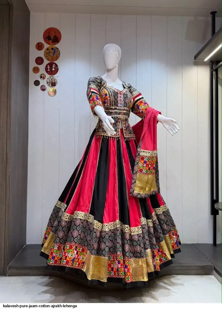 KALAVESH PURE JAAM COTTON AJRAKH LEHENGA 1