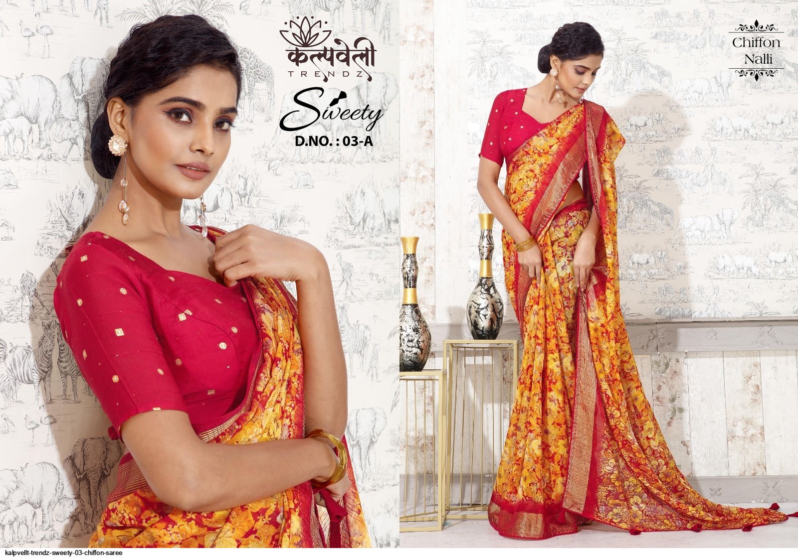 Kalpvelly Sweety-04 Wholesale Nali Chiffon Sarees - textiledeal.in